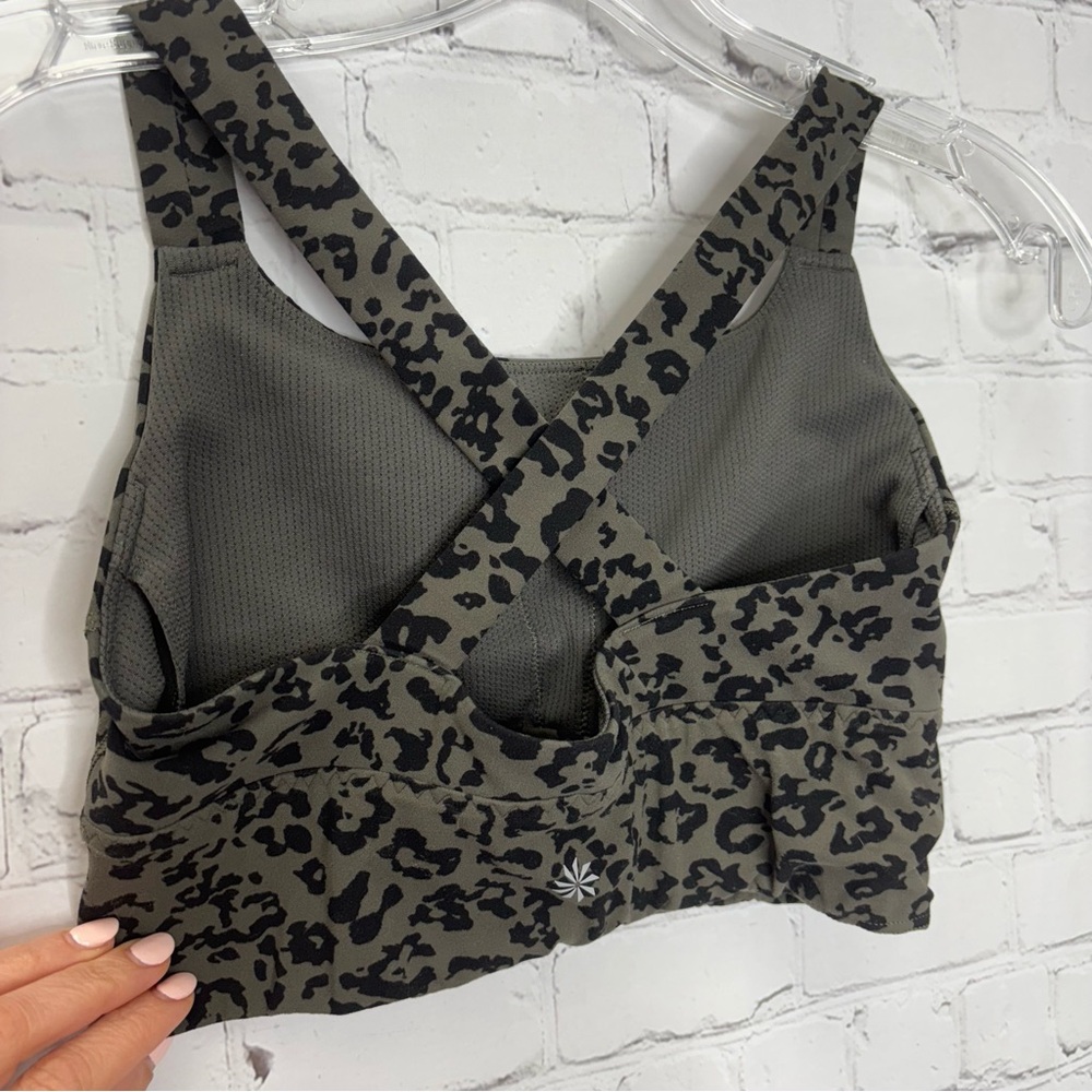 Athleta WARRIOR LONGLINE PRINTED BRA Leopard - Picture 3 of 5